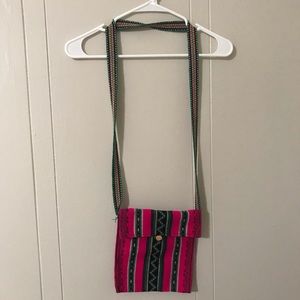 Colorful fabric cross body woven bag